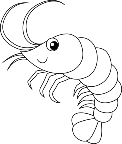 Cute Shrimp Coloring Page